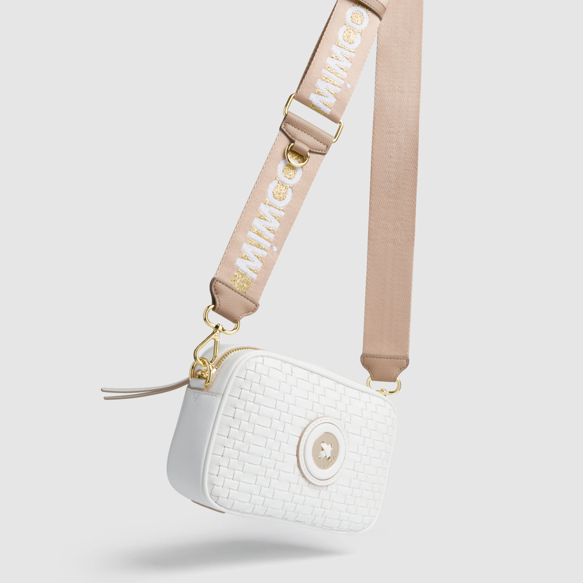 Sparkle Webbing Bag Strap - Almond Light Gold