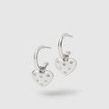 Ticker Charm Hoop Earrings - Silver