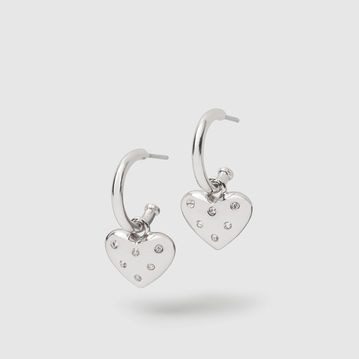 Ticker Charm Hoop Earrings - Silver