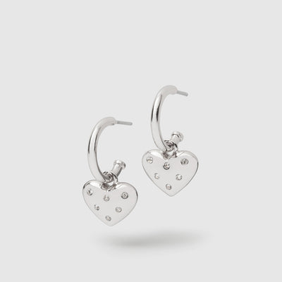 Ticker Charm Hoop Earrings - Silver