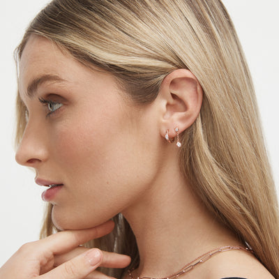 Shimmer Sterling Silver Single Stud Earring - Rose Gold