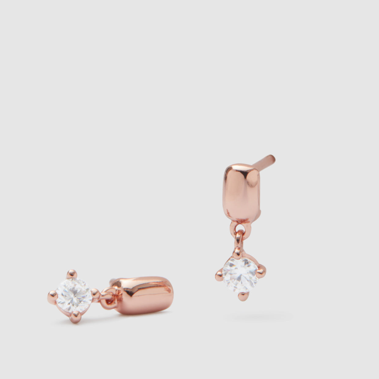 Shimmer Drop Sterling Silver Stud Earrings - Rose Gold