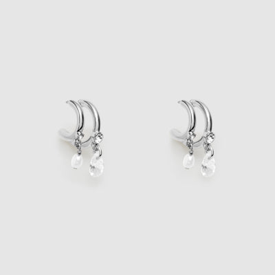 Emerge Double Hoop Earrings - Silver