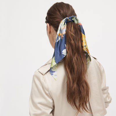 Botanic Hair Scarf Scrunchie - Raw Blue