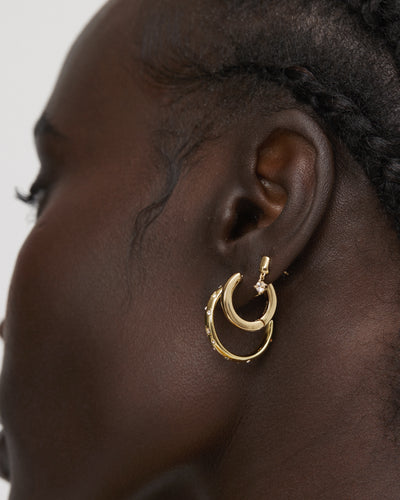 Splice Charm Hoop Earrings - Gold