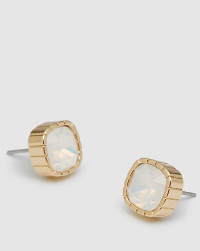 Splice Jewel Stud Earrings - White
