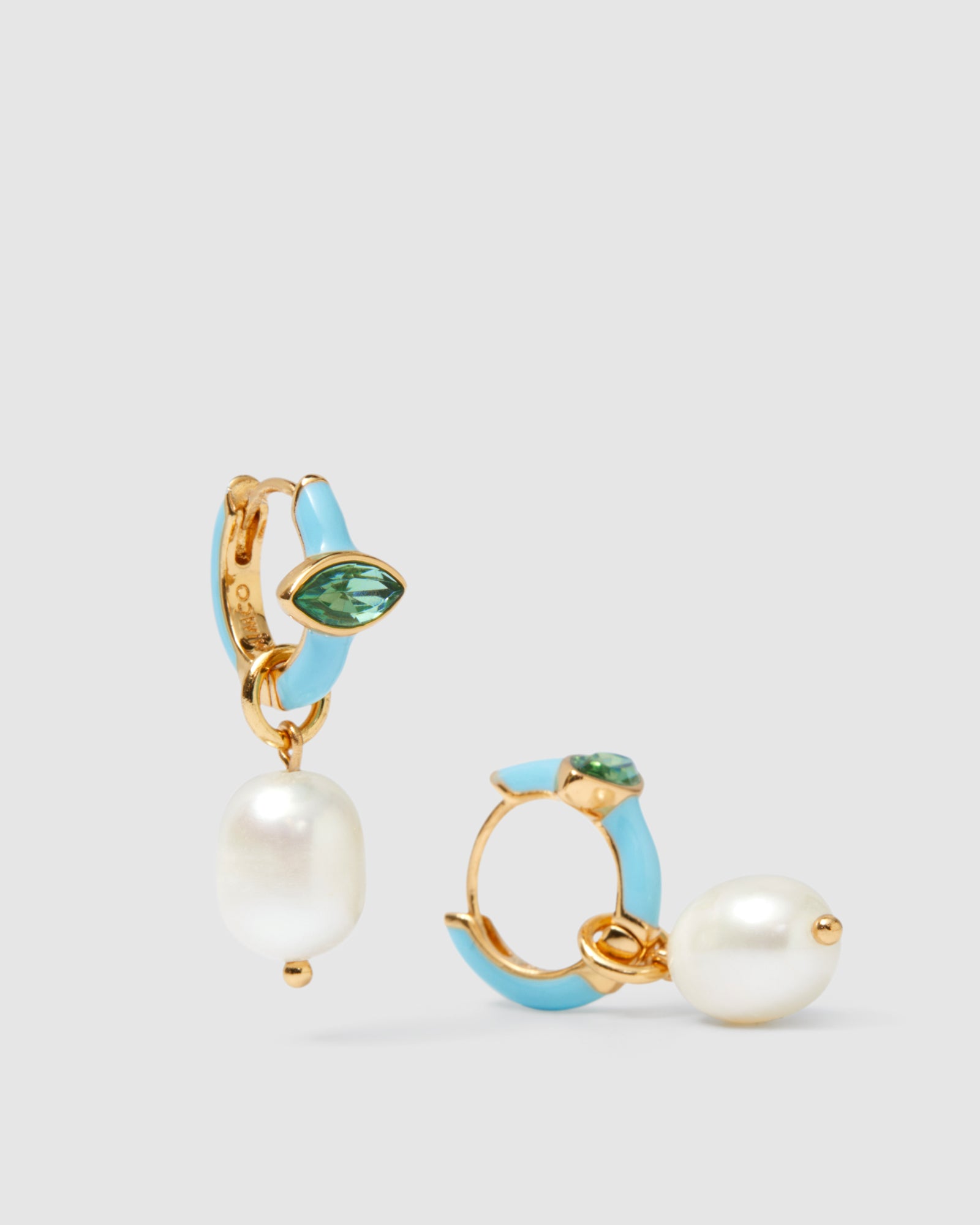 Lively Charm Hoop Earrings - Turquoise