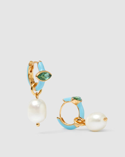 Lively Charm Hoop Earrings - Turquoise
