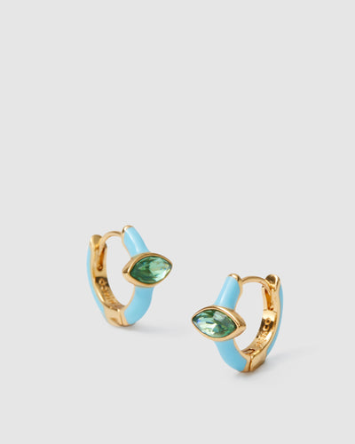 Lively Charm Hoop Earrings - Turquoise