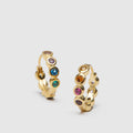 Aglow Sterling Silver Huggie Earrings - Multicolour