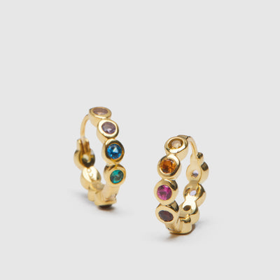 Aglow Sterling Silver Huggie Earrings - Multicolour