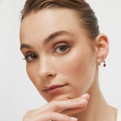 Aglow Sterling Silver Huggie Earrings - Multicolour
