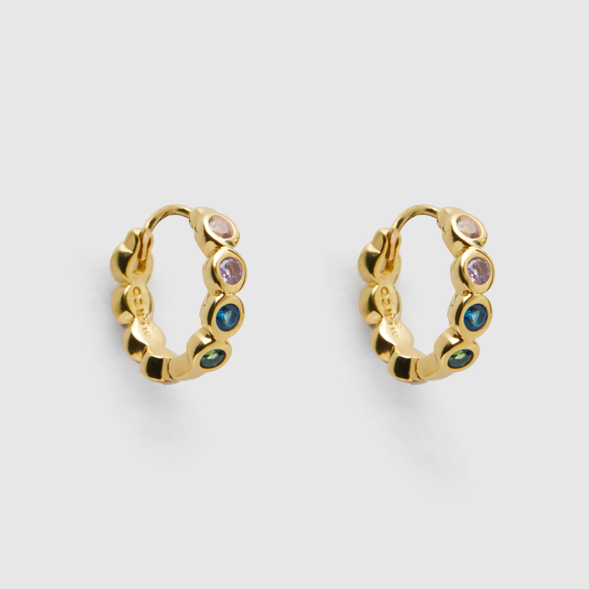 Aglow Sterling Silver Huggie Earrings - Multicolour