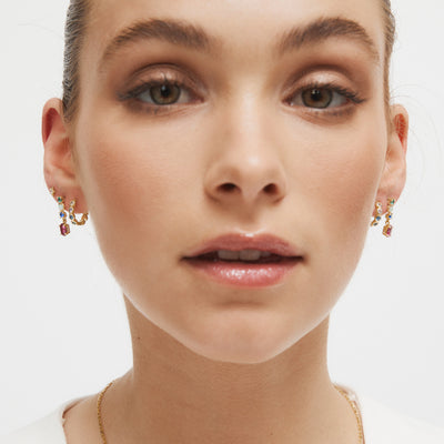 Aglow Sterling Silver Huggie Earrings - Multicolour