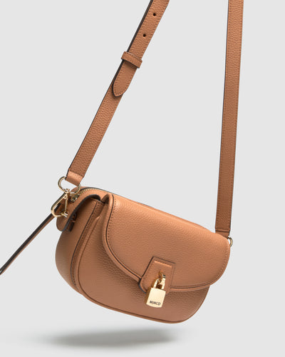 Lock-It Mini Saddle Crossbody Bag - Caramel