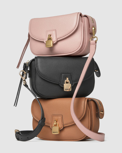Lock-It Mini Saddle Crossbody Bag - Caramel