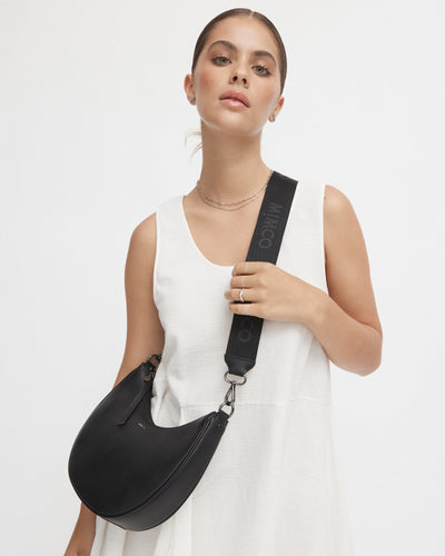Classico Crescent Crossbody Bag - Black Gunmetal
