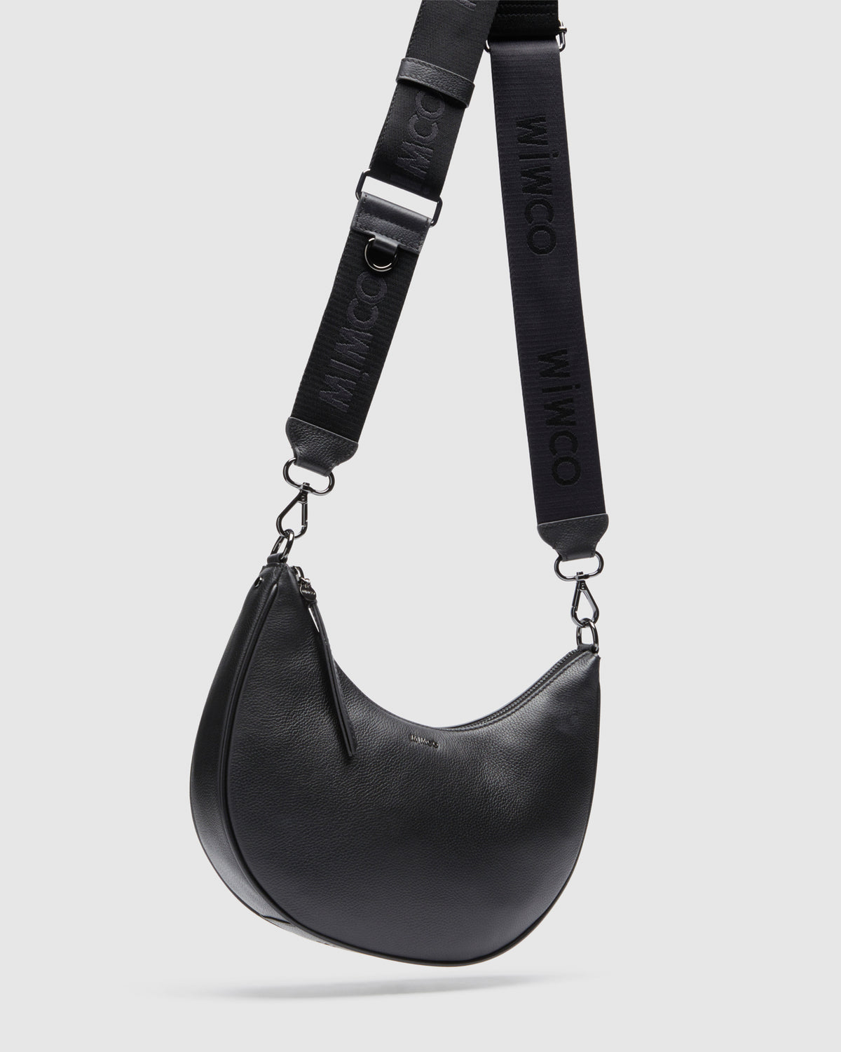 Classico Crescent Crossbody Bag - Black Gunmetal