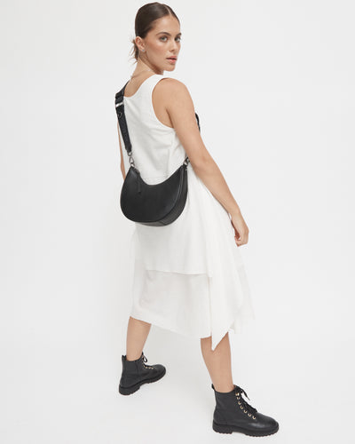 Classico Crescent Crossbody Bag - Black Gunmetal