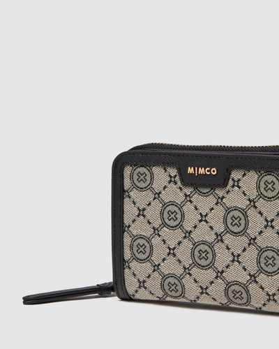 Mim-Gram Medium Wallet - Black Light Gold