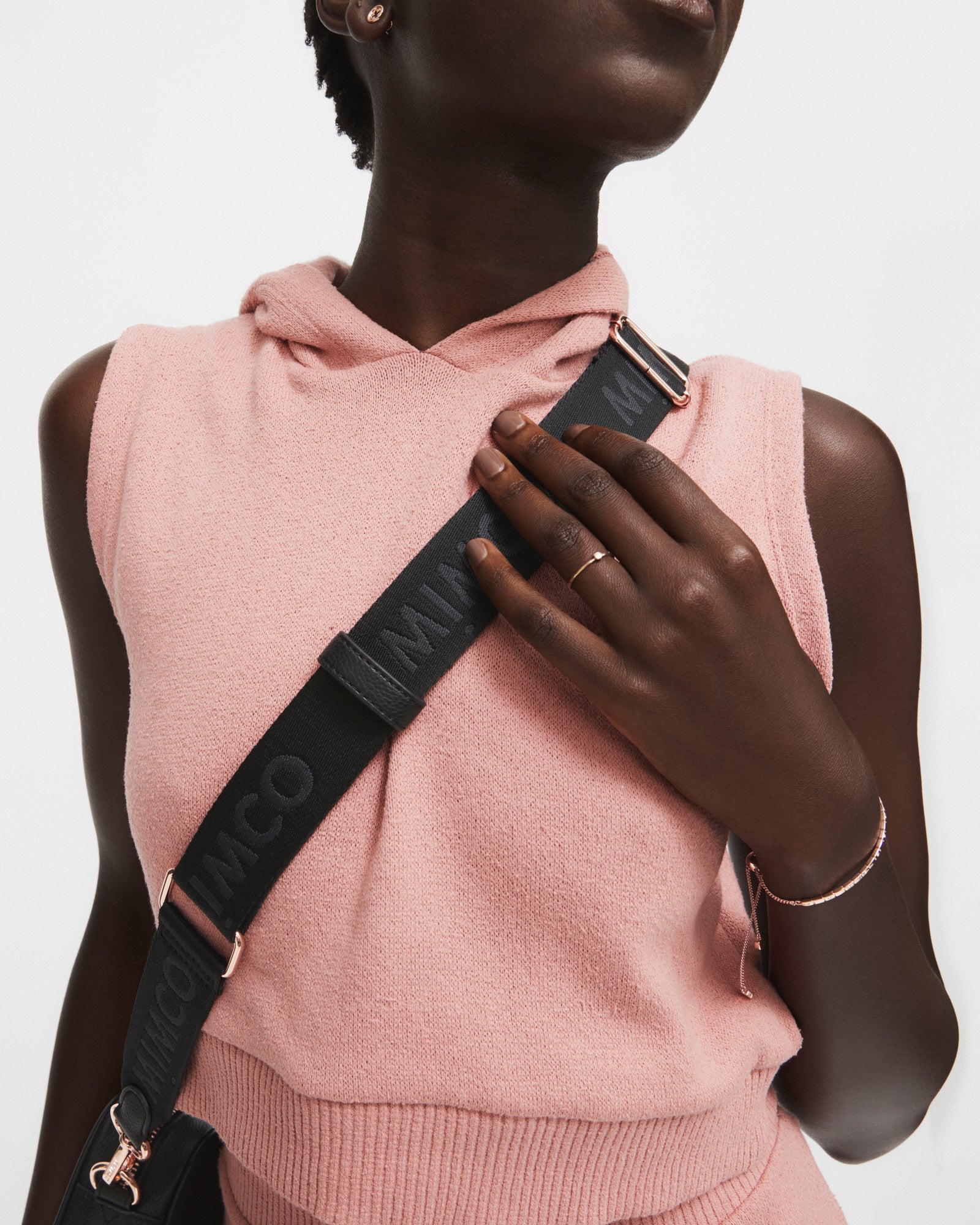 Webbing Bag Strap - Black Rose Gold