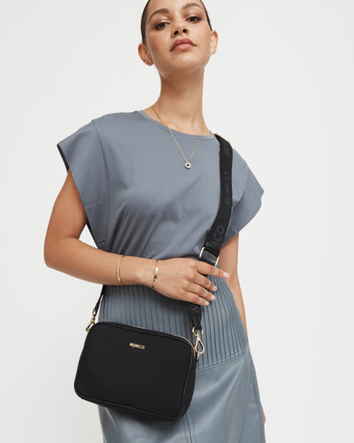 Flight Camera Crossbody Bag - Black Light Gold
