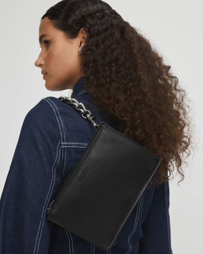 Classico Zip Medium Pouch - Black Gunmetal