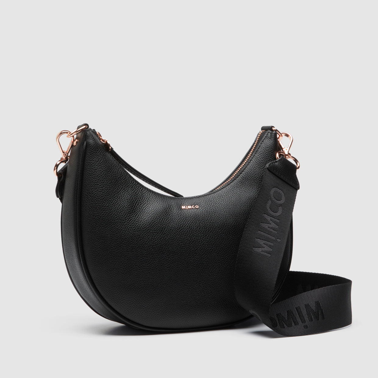 Classico Crescent Crossbody Bag - Black Rose Gold