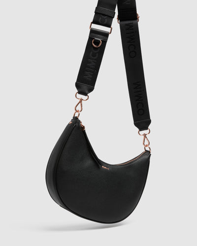 Classico Crescent Crossbody Bag - Black Rose Gold