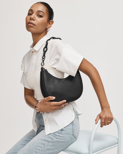Classico Crescent Crossbody Bag - Black Rose Gold
