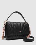 Stitch Flap Over Crossbody Bag - Black Rose Gold
