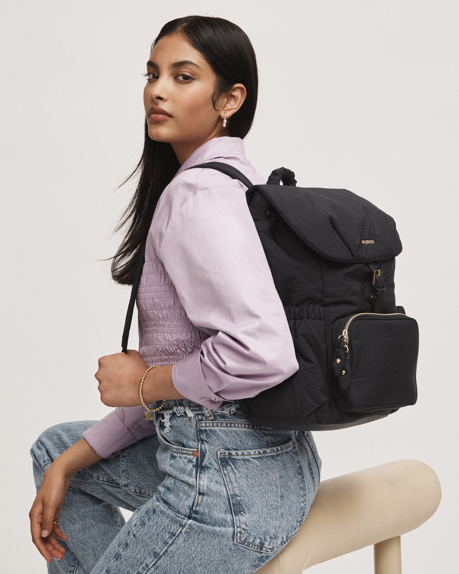 Flight Backpack Bag - Black Light Gold