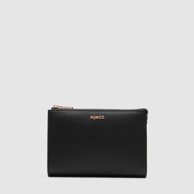 Classico Zip Medium Pouch - Black Rose Gold