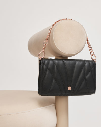 Stitch Wallet Crossbody Bag - Black Rose Gold