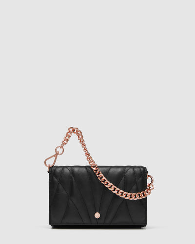 Stitch Wallet Crossbody Bag - Black Rose Gold