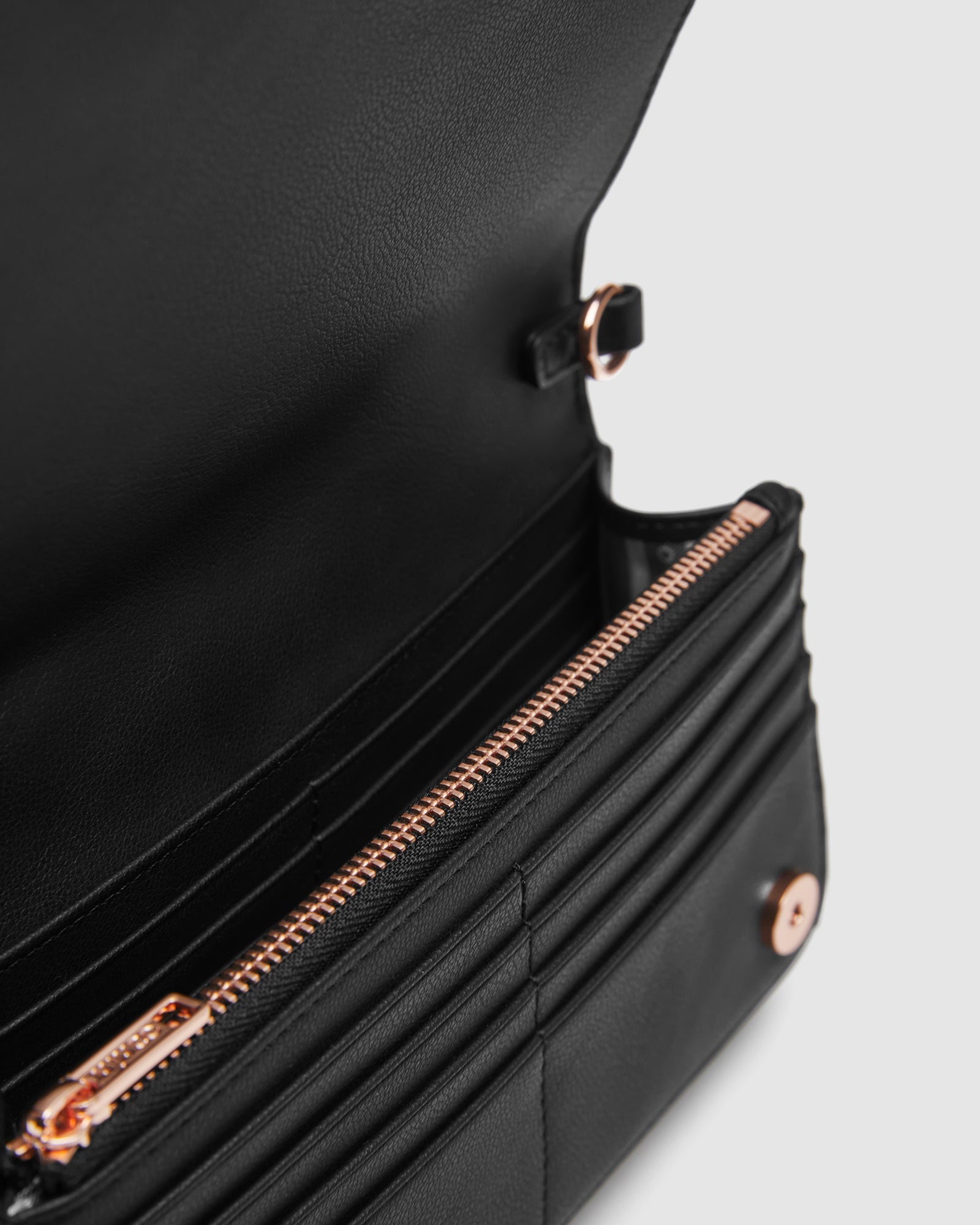 Stitch Wallet Crossbody Bag - Black Rose Gold