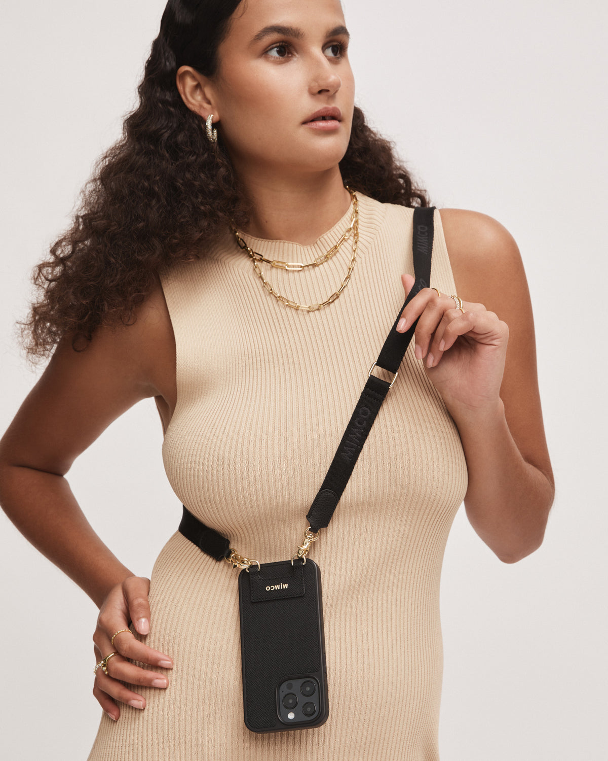 Tech Webbing Bag Strap - Black Light Gold