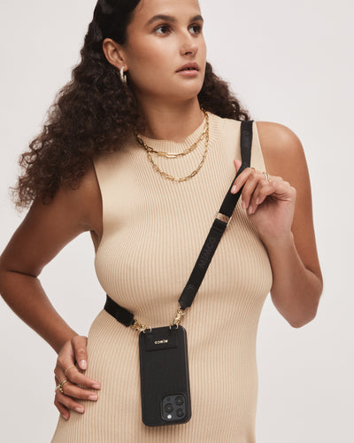 Tech Webbing Bag Strap - Black Light Gold