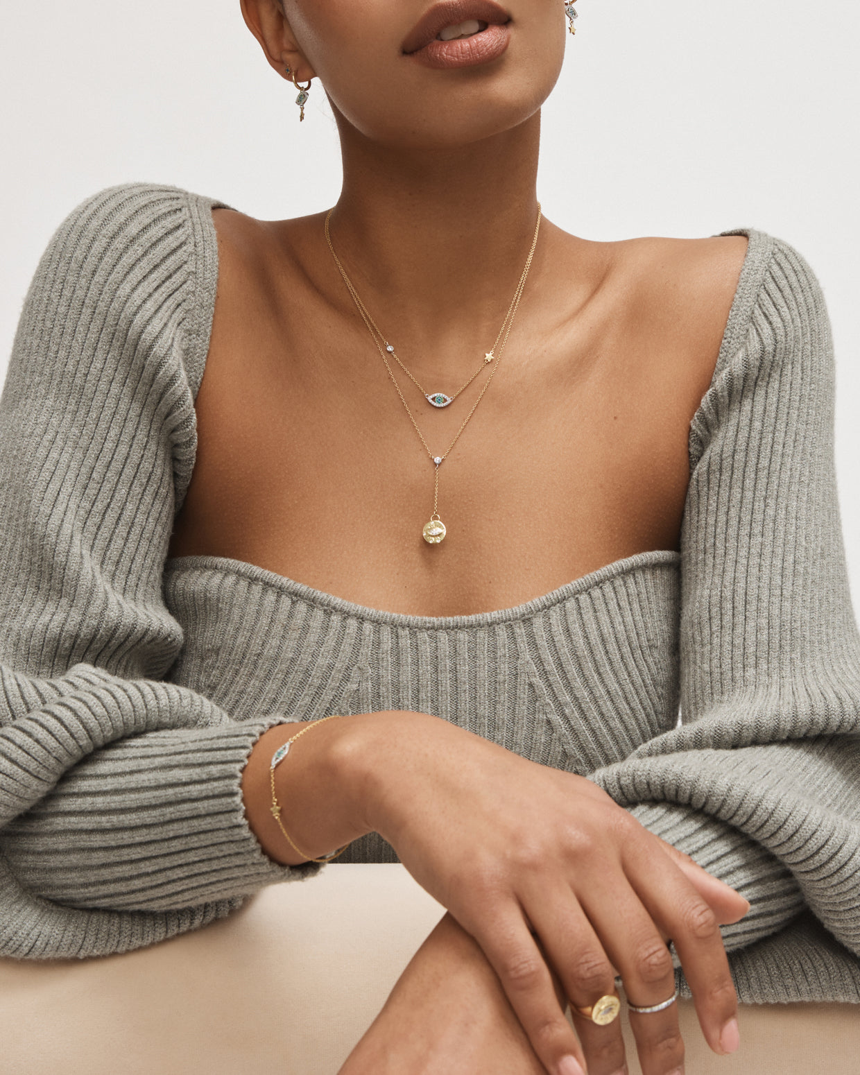 Eye-Dealise Sterling Silver Necklace - Gold