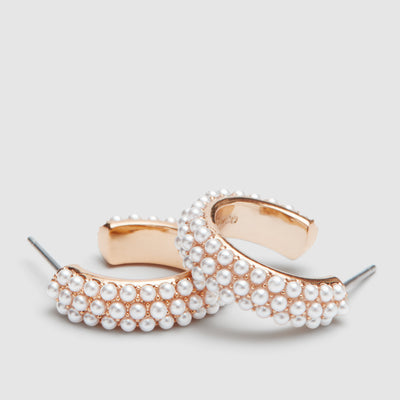 Enchant Pearl Hoop Earrings - Rose Gold