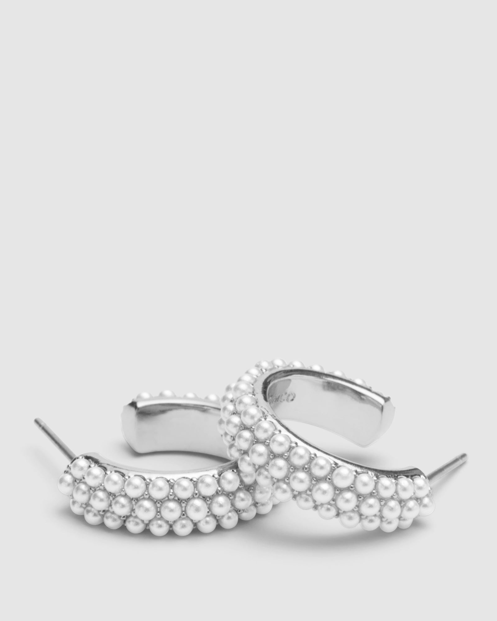 Enchant Pearl Hoop Earrings - Silver