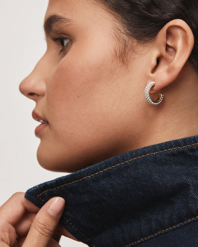 Enchant Pearl Hoop Earrings - Silver