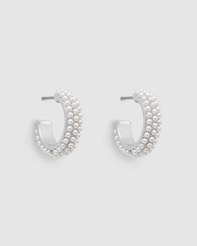 Enchant Pearl Hoop Earrings - Silver