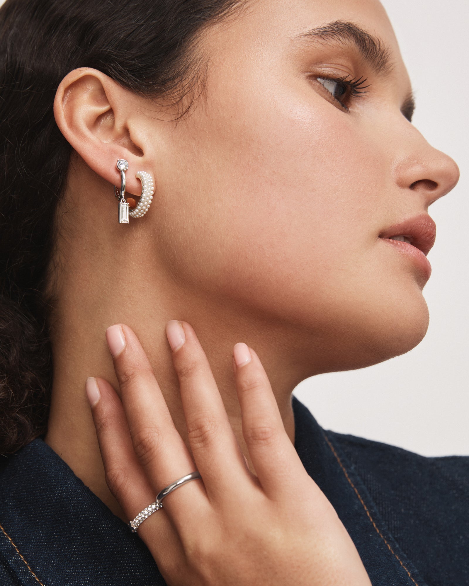 Enchant Pearl Hoop Earrings - Silver