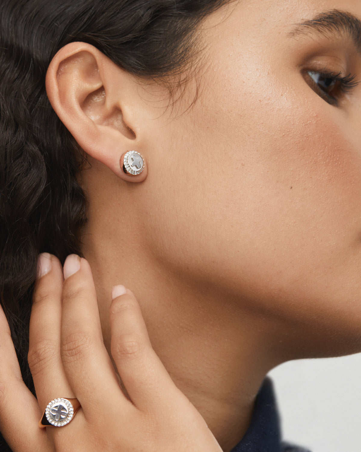 Figment Crystal Stud Earrings - Silver