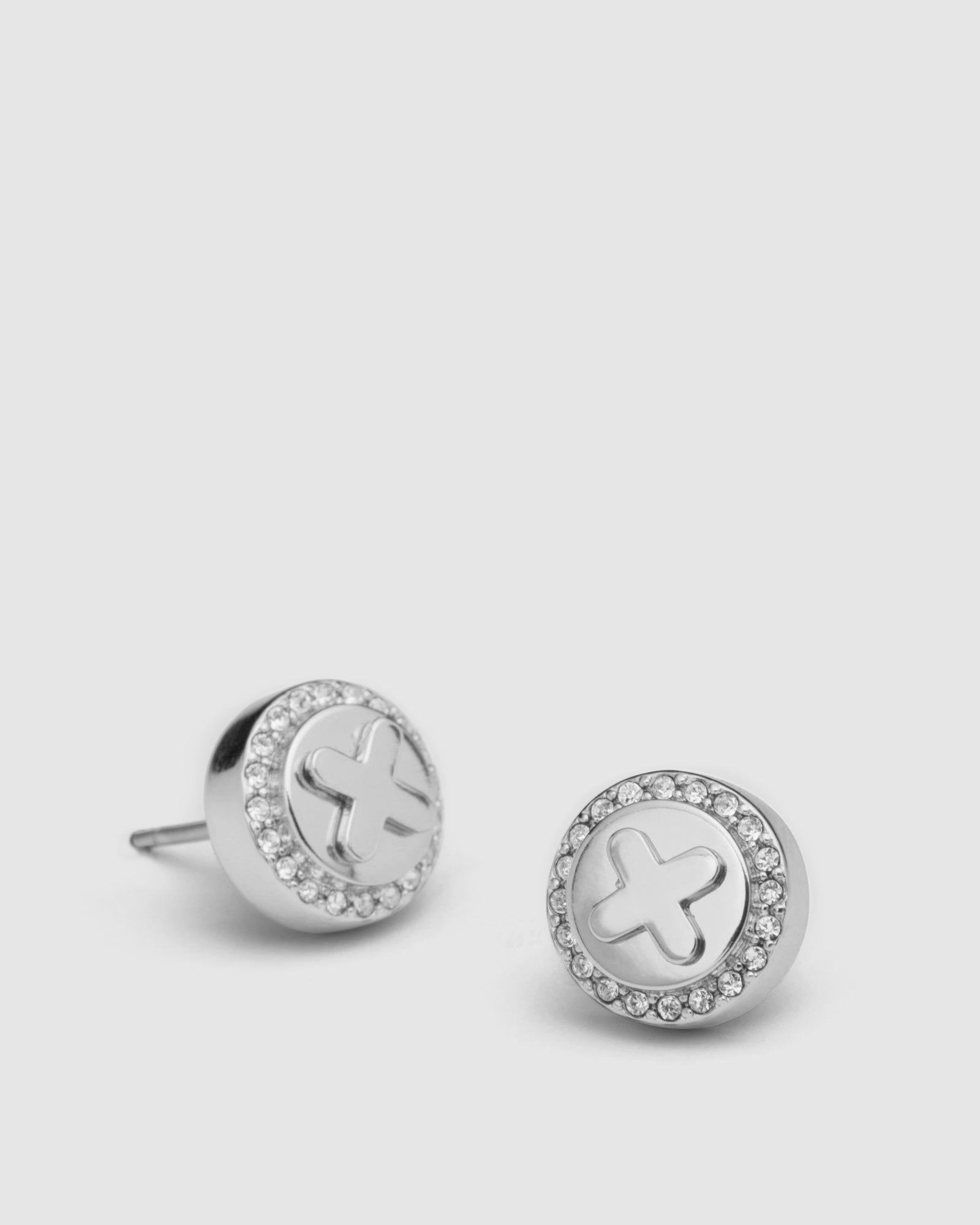 Figment Crystal Stud Earrings - Silver