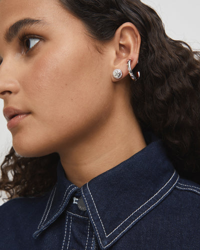 Figment Crystal Stud Earrings - Silver