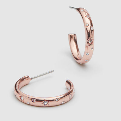 Stargazing Hoop Earrings - Rose Gold
