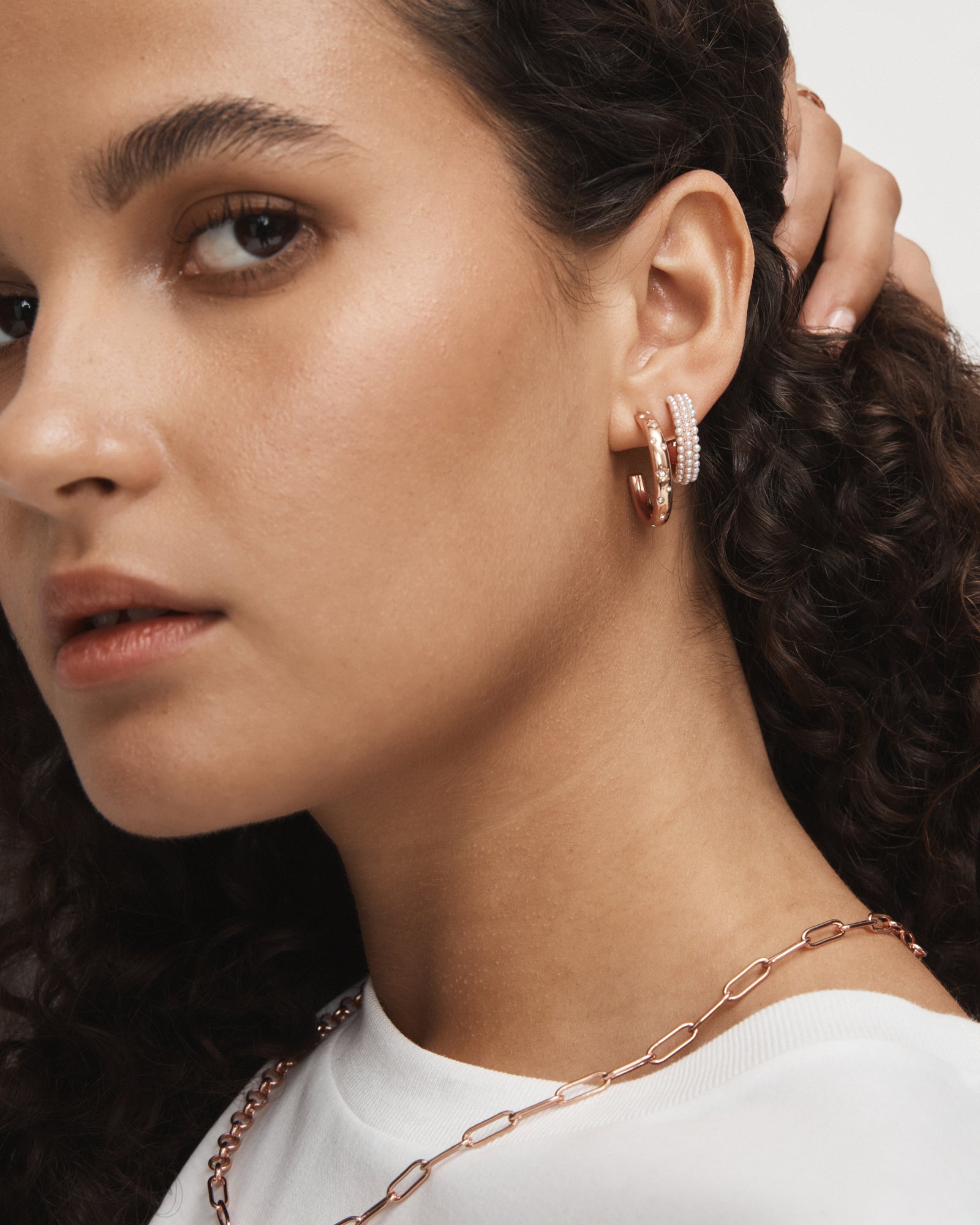Stargazing Hoop Earrings - Rose Gold