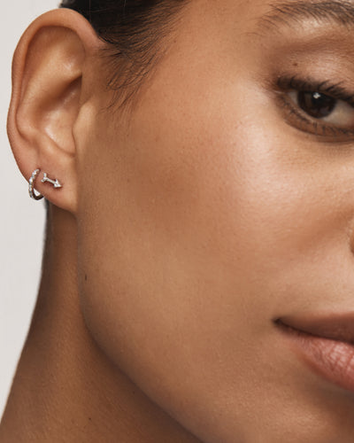 Vela Sterling SIlver Huggie Earrings - Silver